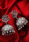Flower Engraved Oxidised Beaded Jhumka Earring 20g